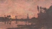 Charles-Francois Daubigny Sonnenuntergang an der Oise painting